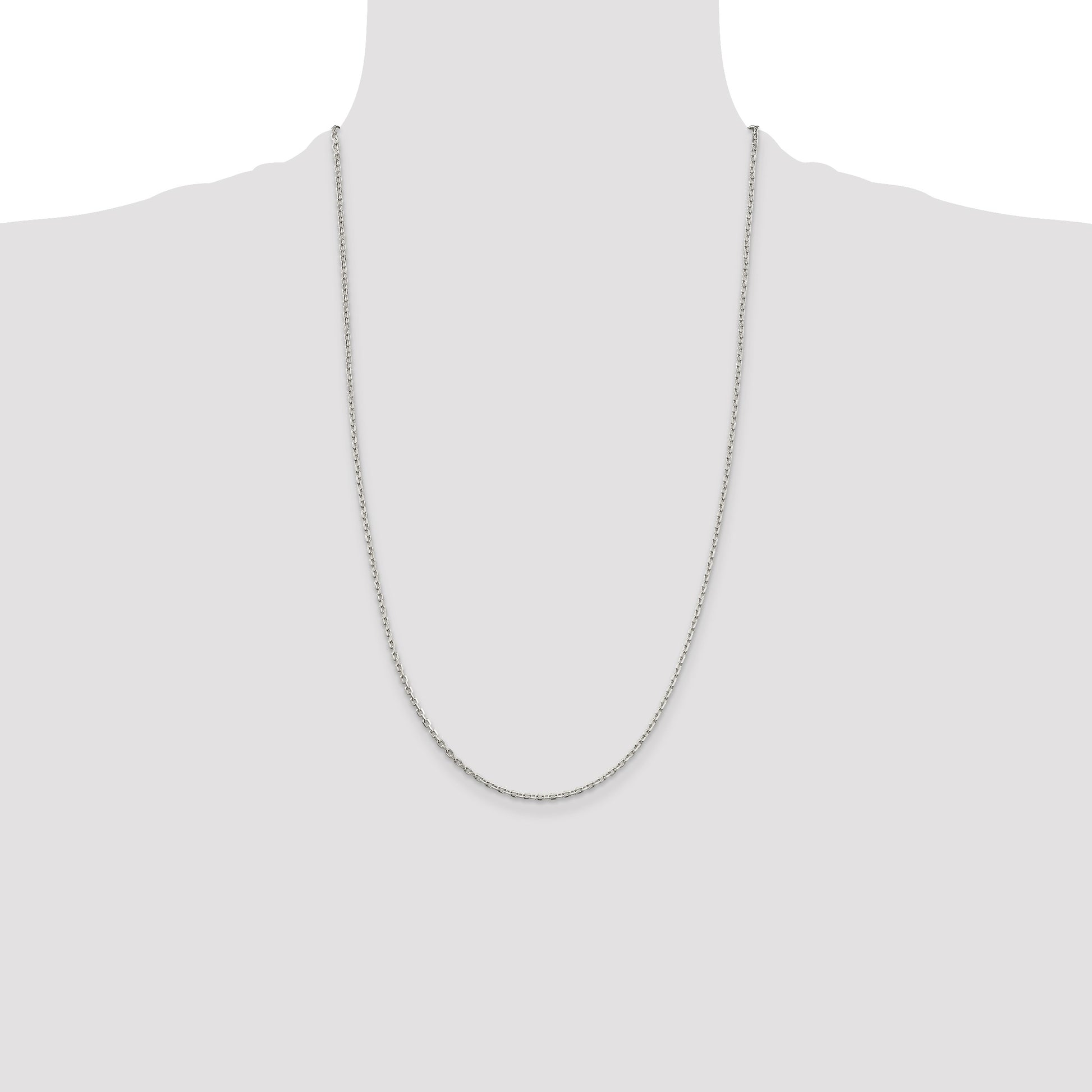 Sterling Silver 2mm Beveled Oval Cable Chain