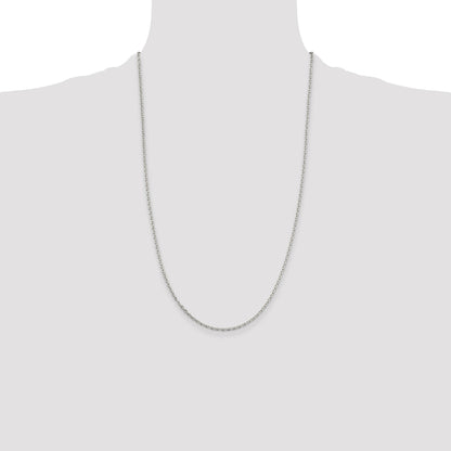 Sterling Silver 2mm Beveled Oval Cable Chain
