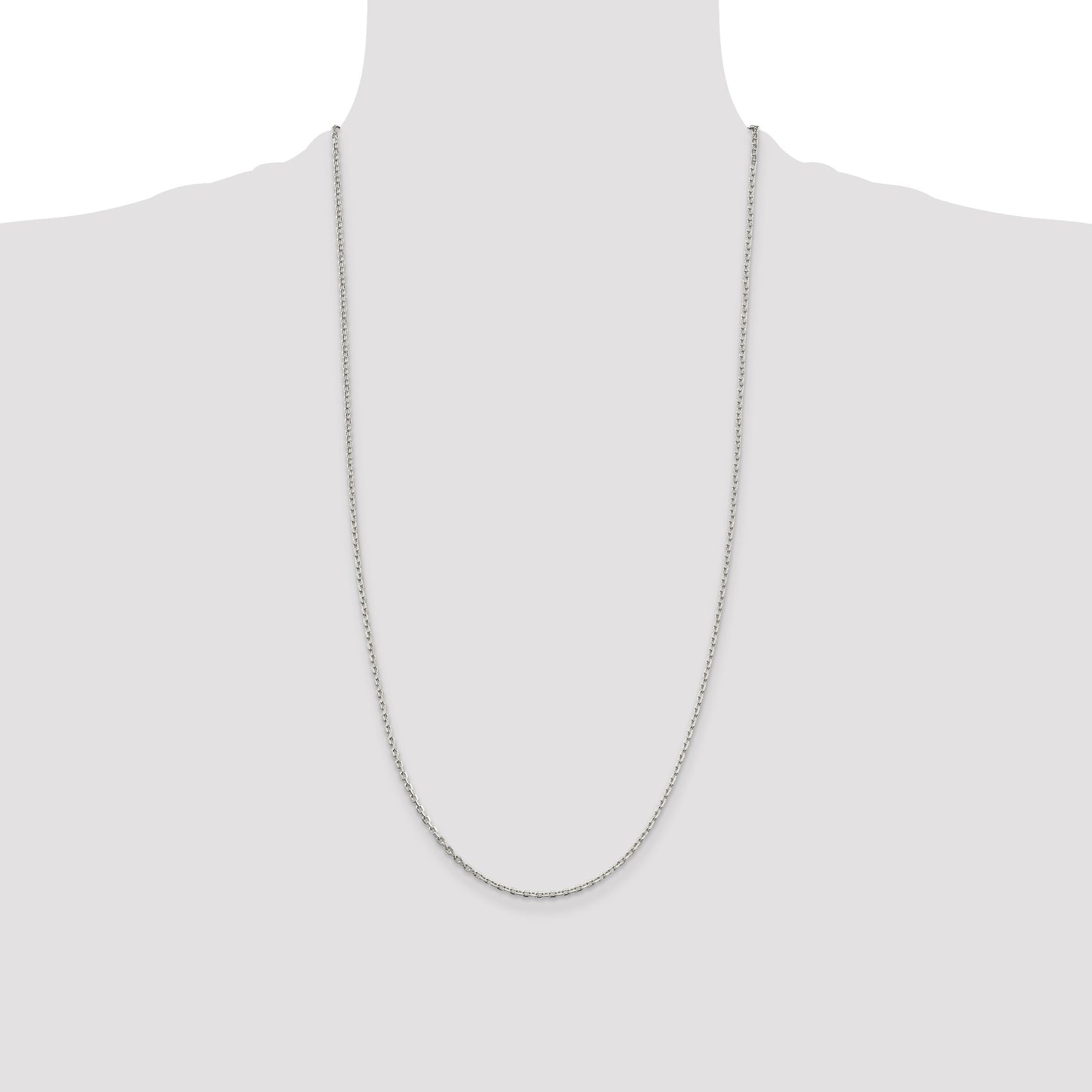 Sterling Silver 2mm Beveled Oval Cable Chain
