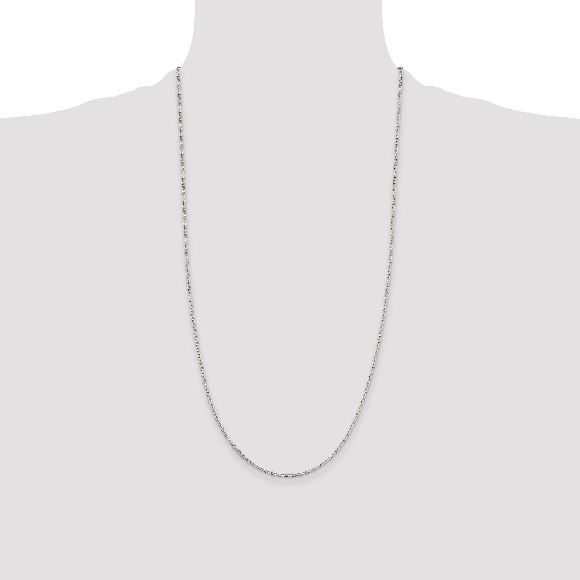 Sterling Silver 2mm Beveled Oval Cable Chain