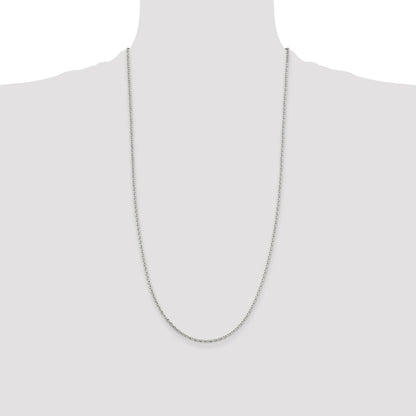 Sterling Silver 2mm Beveled Oval Cable Chain