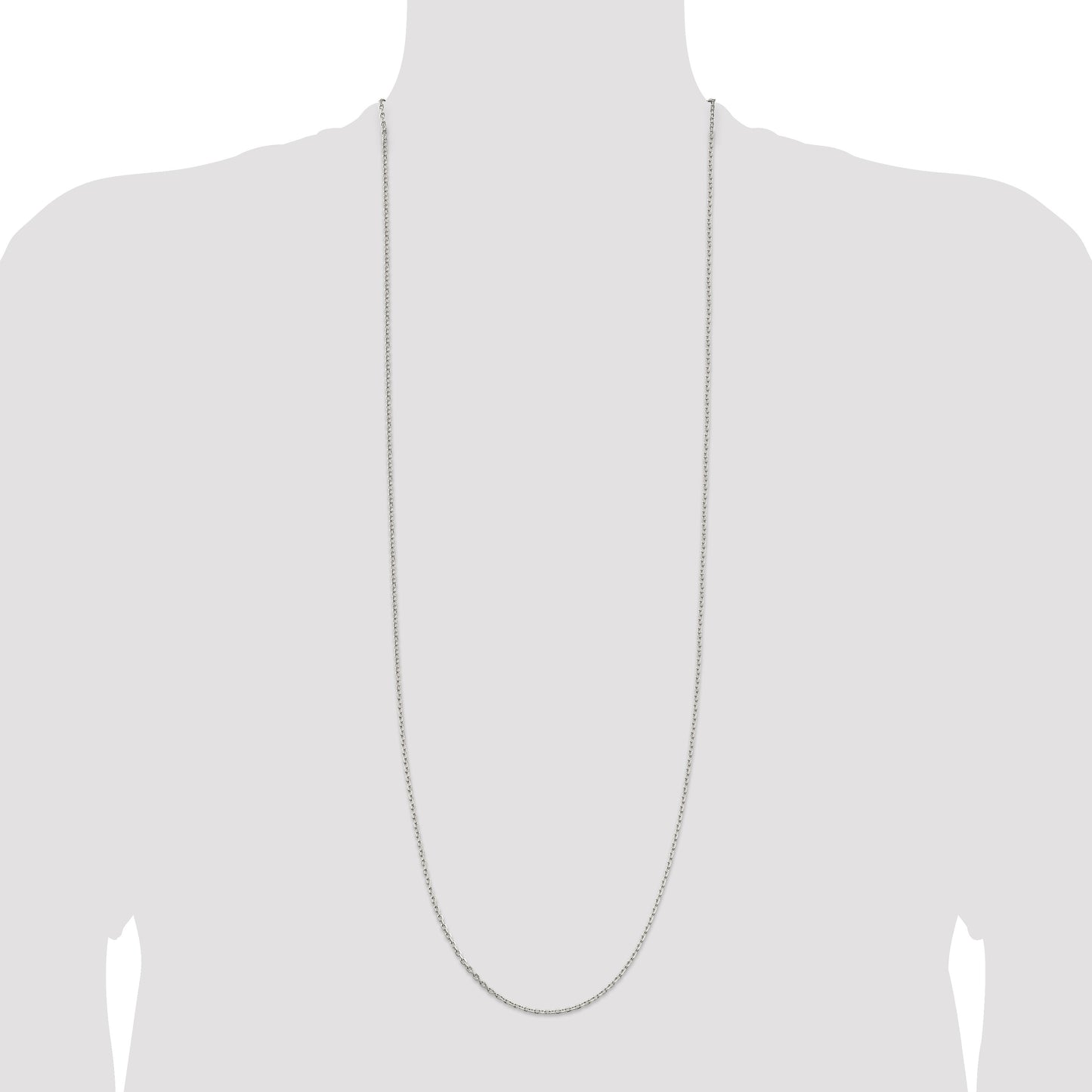Sterling Silver 2mm Beveled Oval Cable Chain