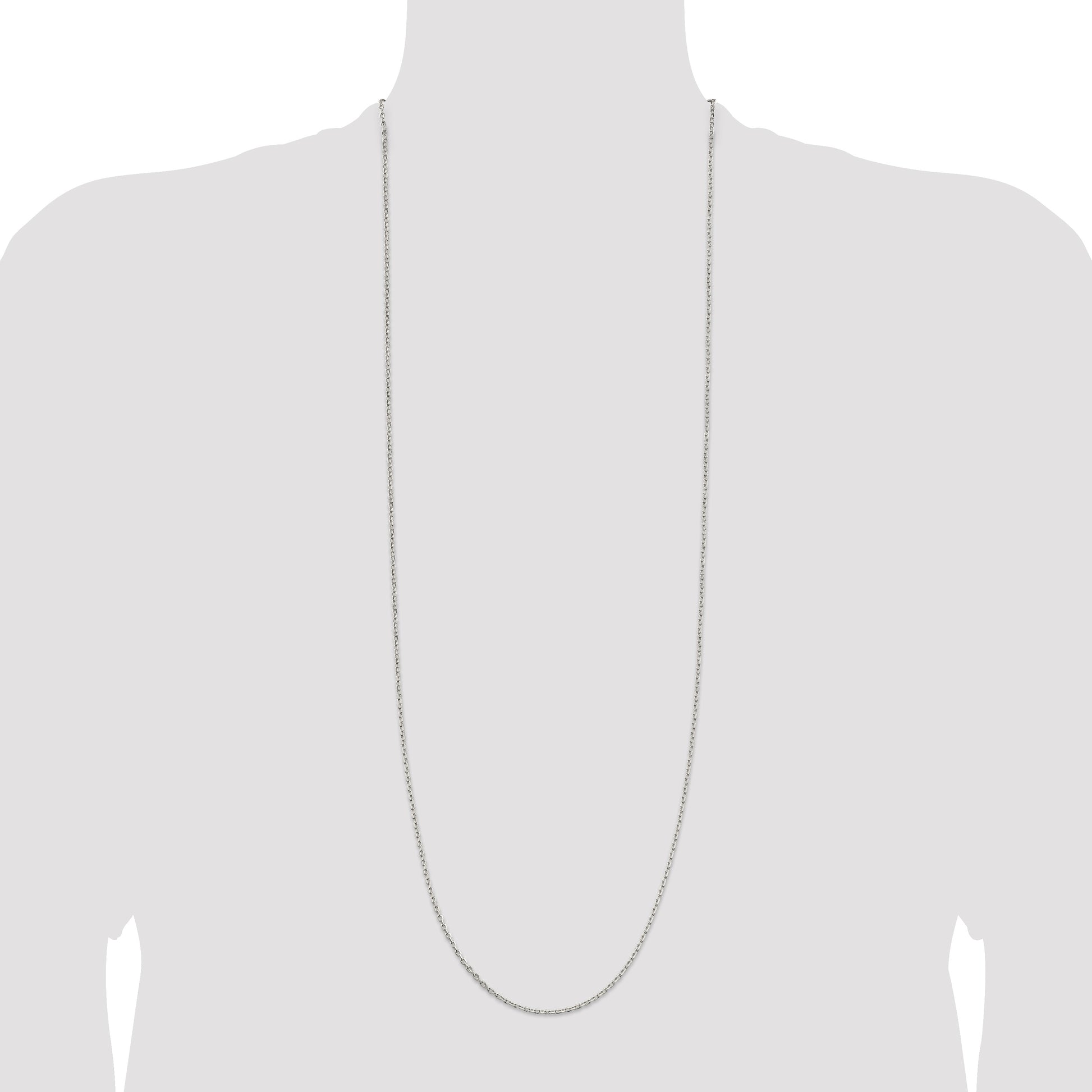 Sterling Silver 2mm Beveled Oval Cable Chain