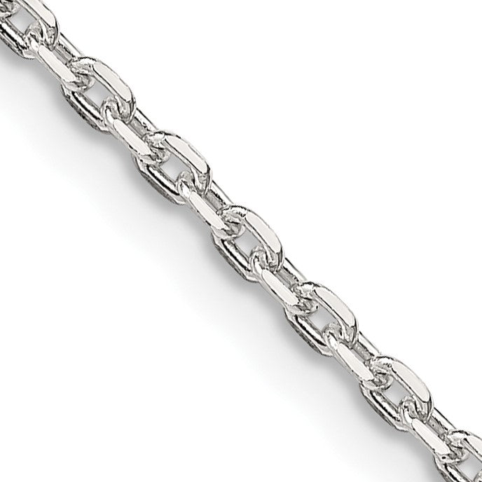 Sterling Silver 2mm Beveled Oval Cable Chain