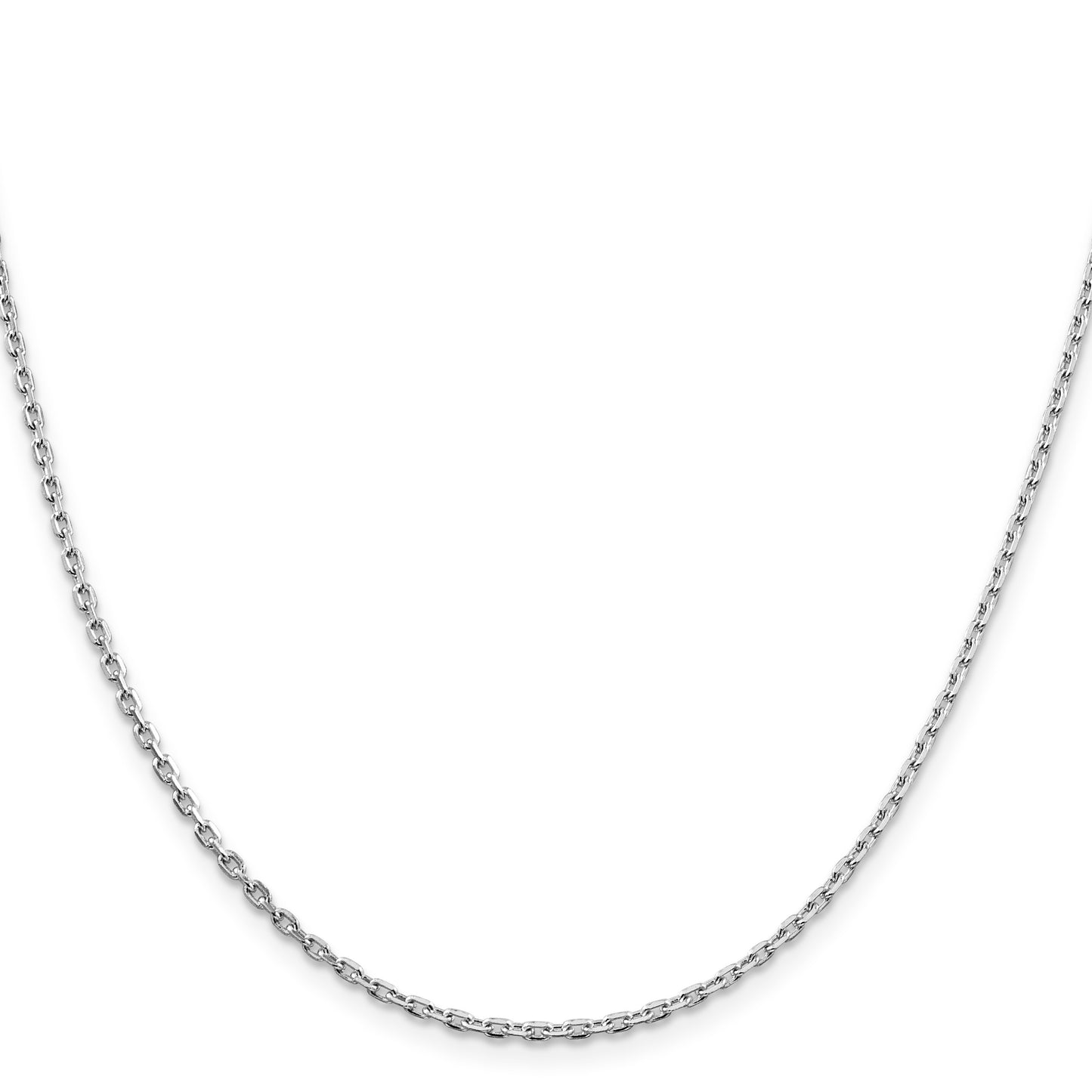 Sterling Silver Rhodium-plated 2mm Beveled Oval Cable Chain
