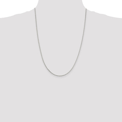 Sterling Silver Rhodium-plated 2mm Beveled Oval Cable Chain