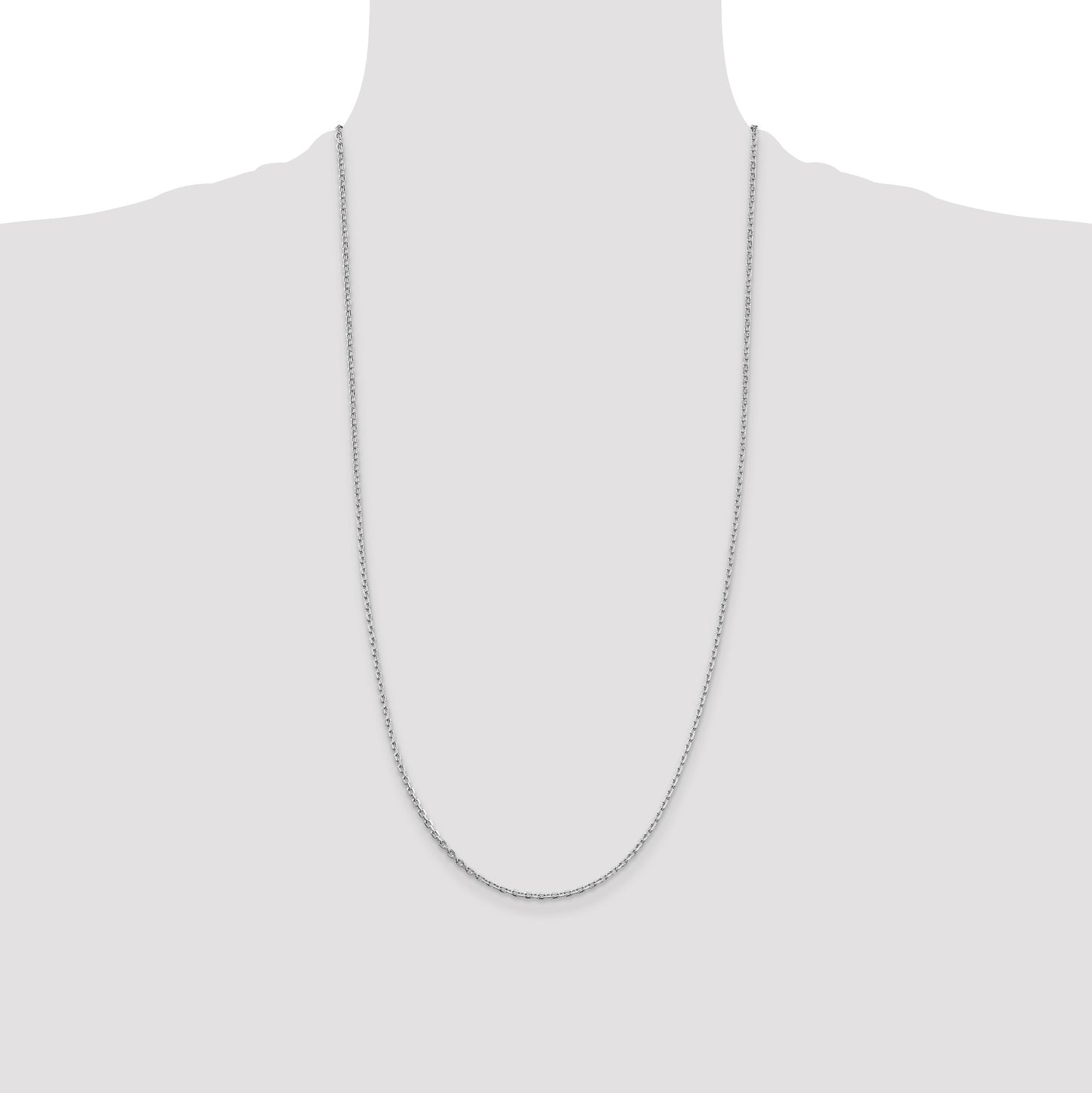 Sterling Silver Rhodium-plated 2mm Beveled Oval Cable Chain