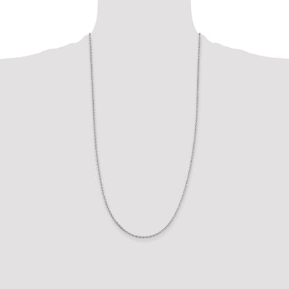 Sterling Silver Rhodium-plated 2mm Beveled Oval Cable Chain
