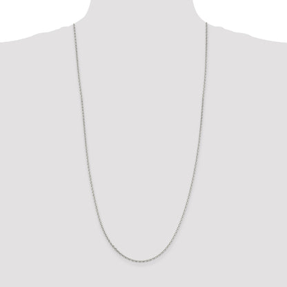 Sterling Silver Rhodium-plated 2mm Beveled Oval Cable Chain