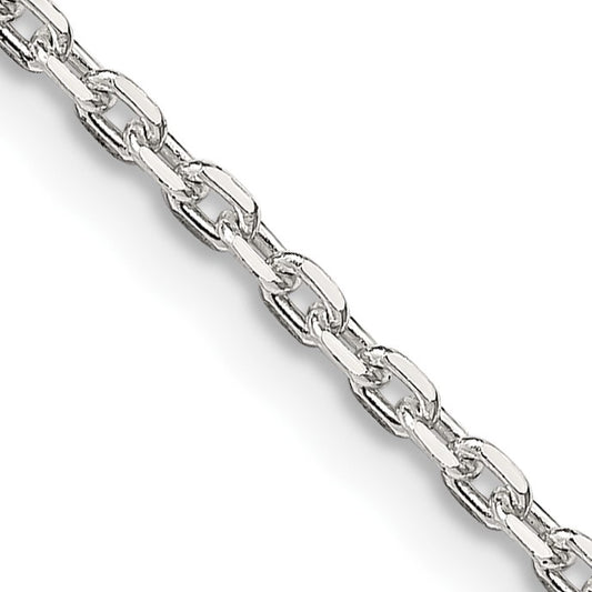 Sterling Silver 2mm Beveled Oval Cable Chain