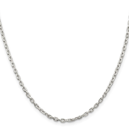 Sterling Silver 2.75mm Beveled Oval Cable Chain w/4in ext.