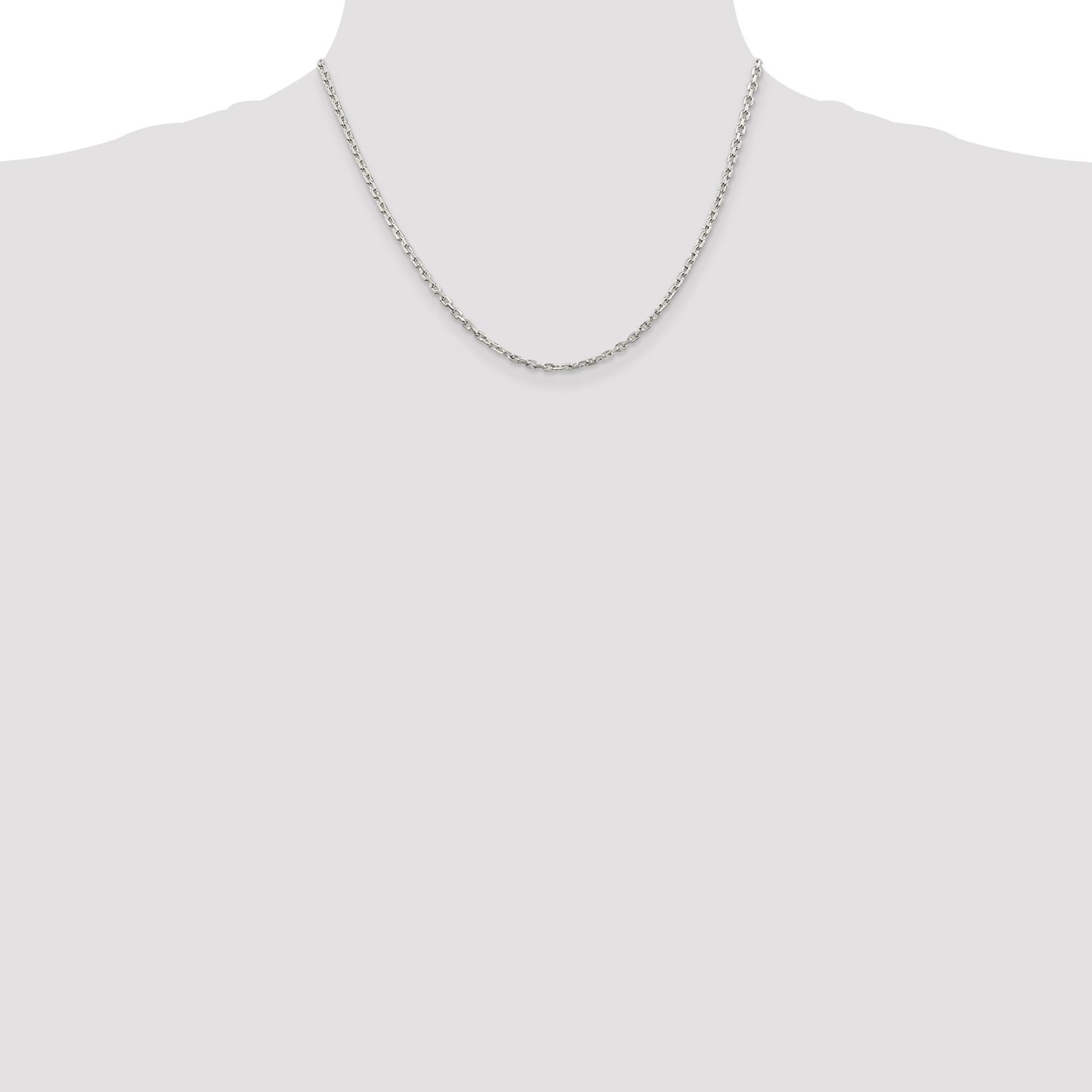 Sterling Silver 2.75mm Beveled Oval Cable Chain w/2in ext.
