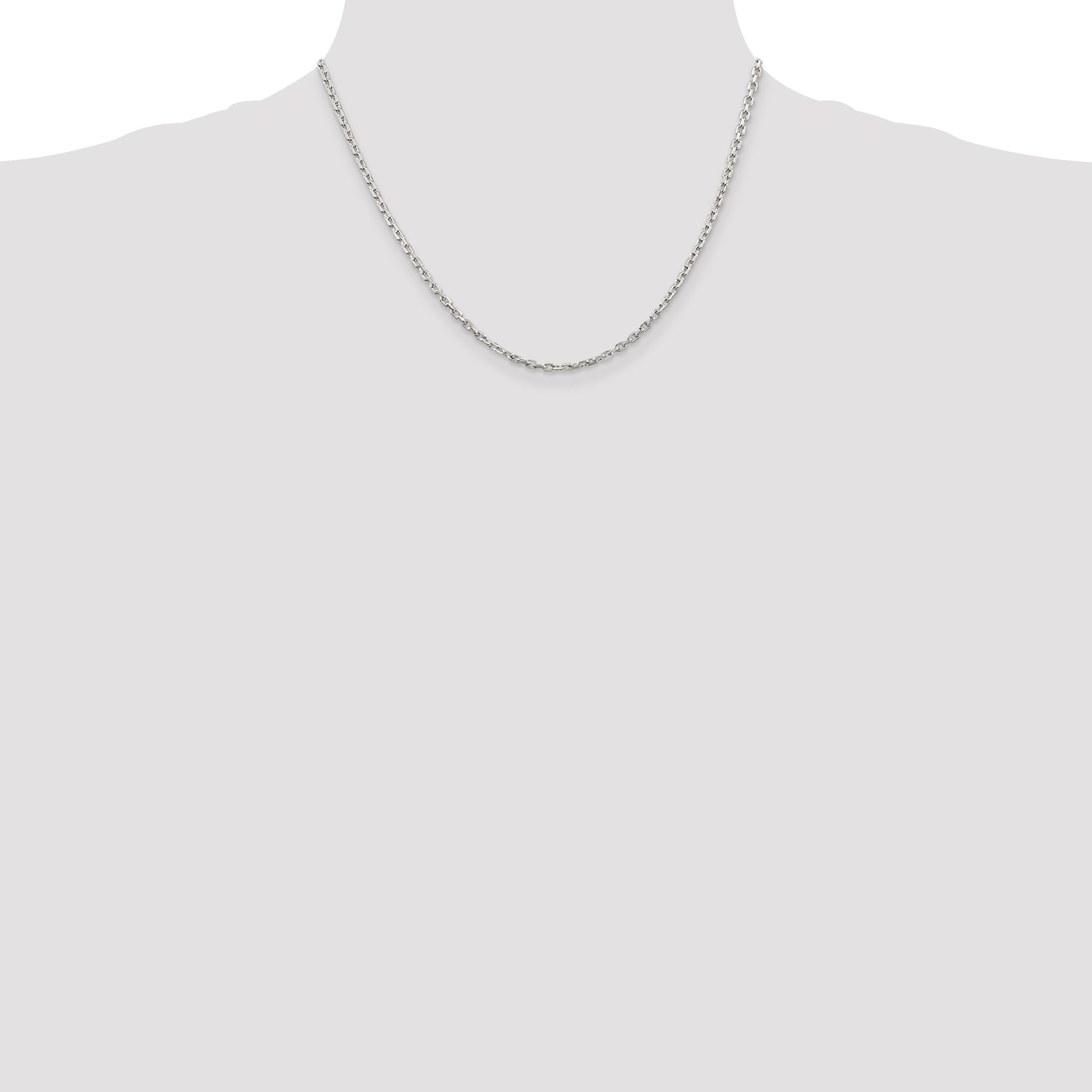 Sterling Silver 2.75mm Beveled Oval Cable Chain w/2in ext.