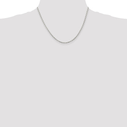 Sterling Silver 2.75mm Beveled Oval Cable Chain w/2in ext.