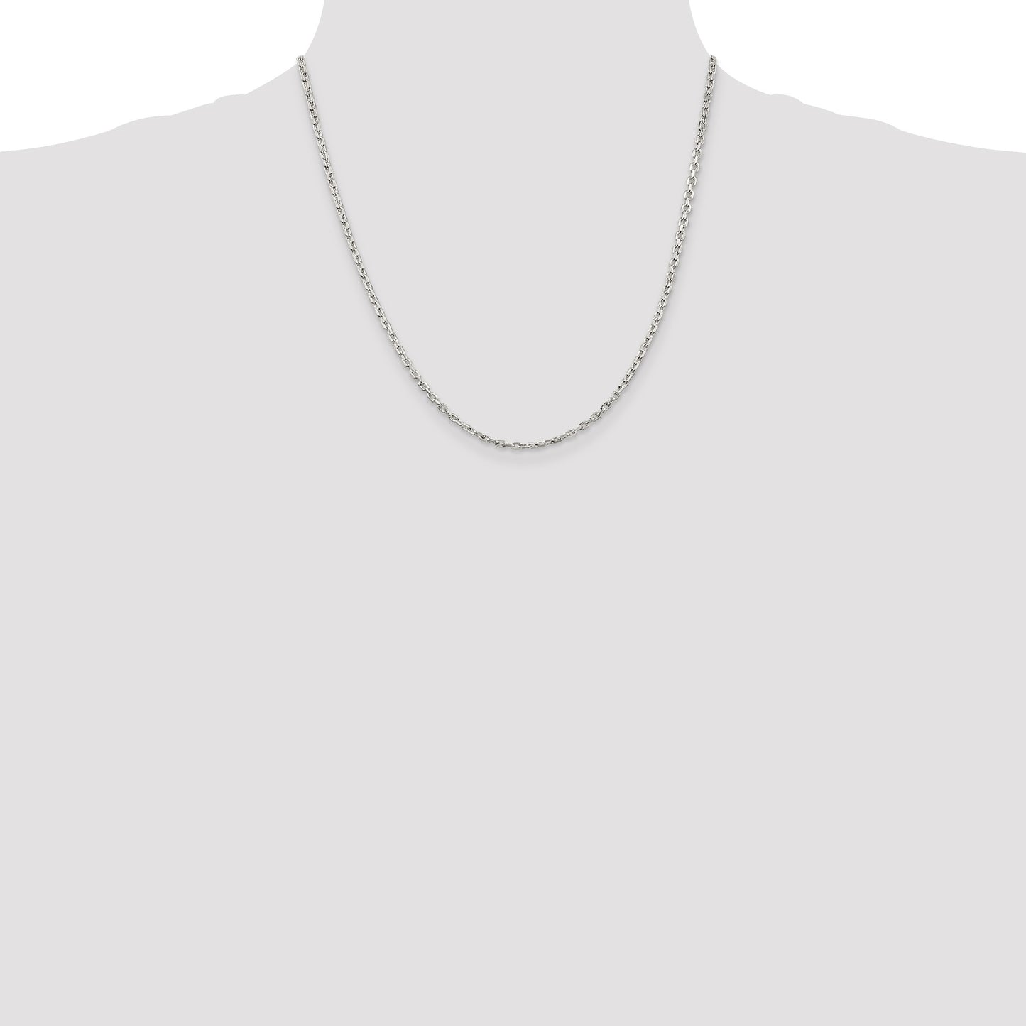 Sterling Silver 2.75mm Beveled Oval Cable Chain