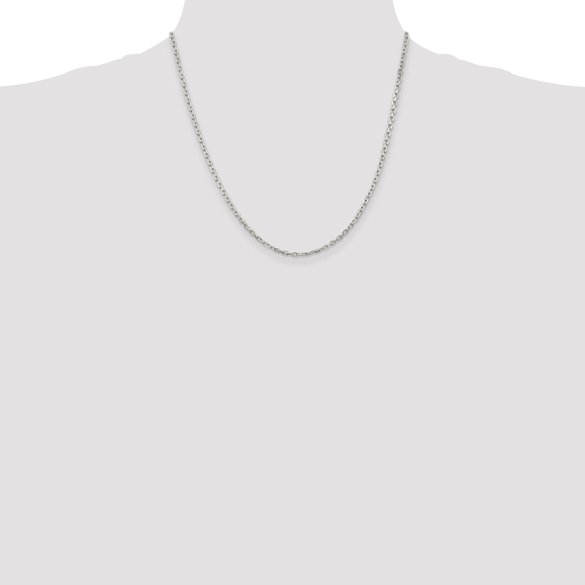 Sterling Silver 2.75mm Beveled Oval Cable Chain