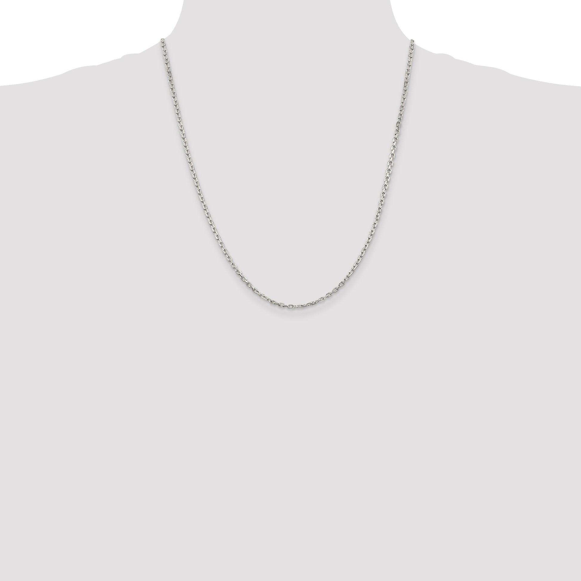 Sterling Silver 2.75mm Beveled Oval Cable Chain