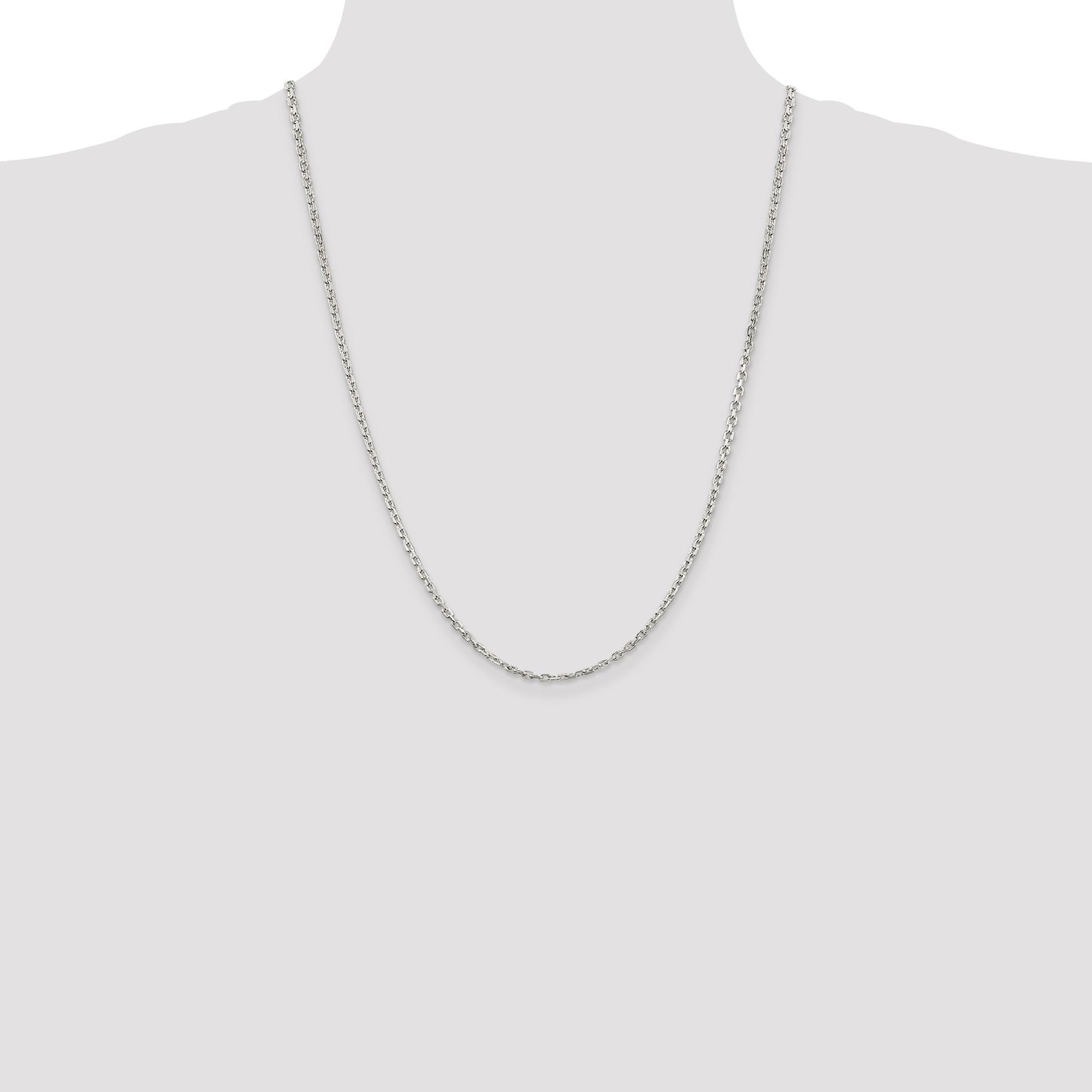 Sterling Silver 2.75mm Beveled Oval Cable Chain