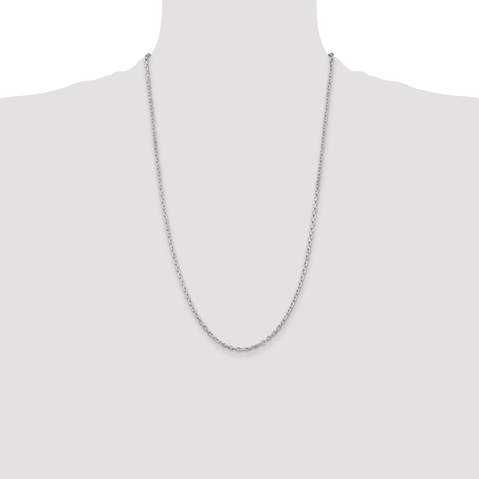 Sterling Silver 2.75mm Beveled Oval Cable Chain