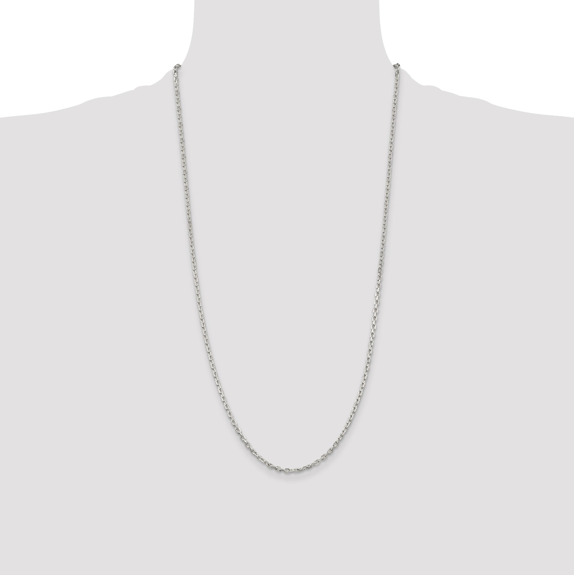 Sterling Silver 2.75mm Beveled Oval Cable Chain