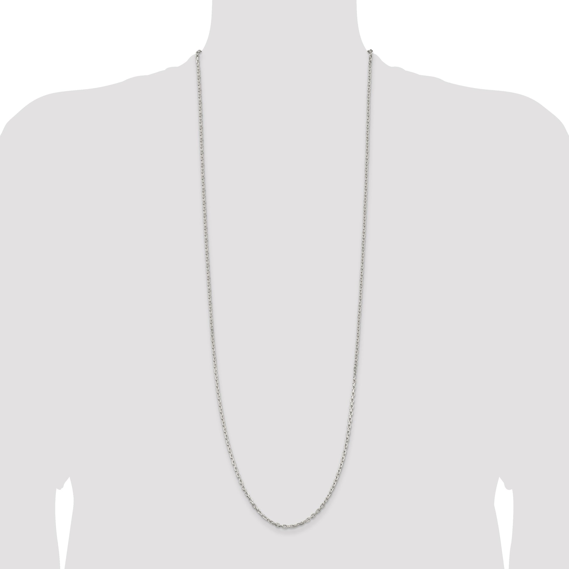 Sterling Silver 2.75mm Beveled Oval Cable Chain