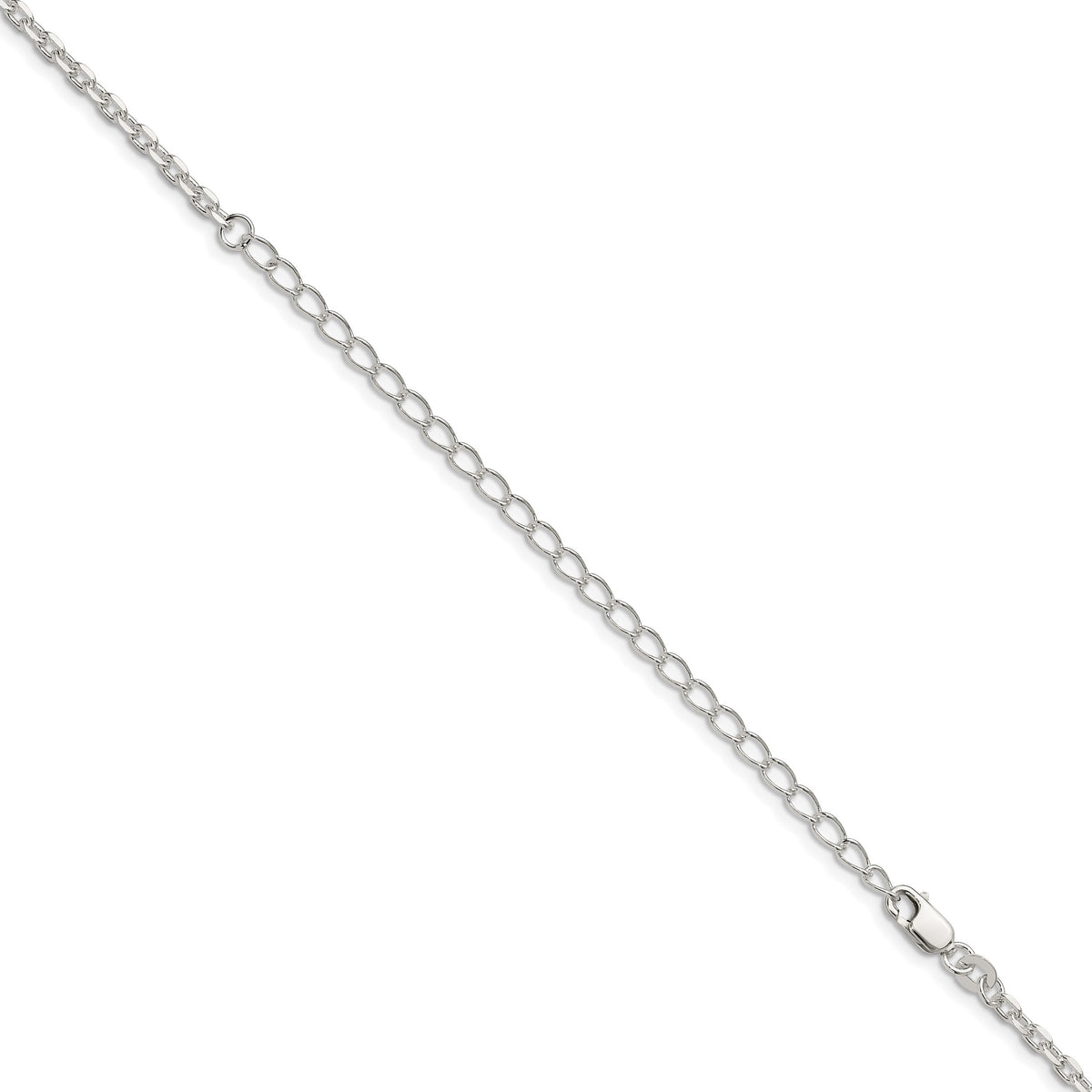 Sterling Silver 2.75mm Beveled Oval Cable Chain w/4in ext.
