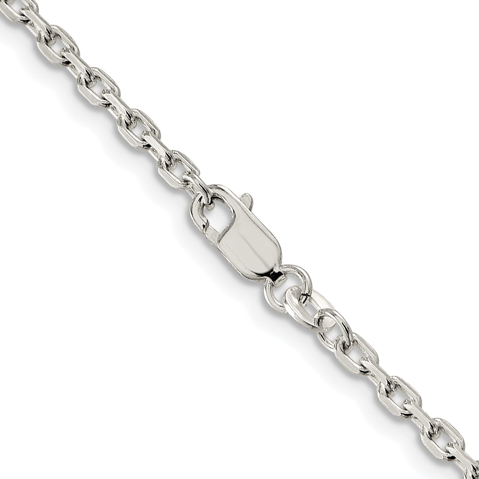 Sterling Silver Rhodium-plated 2.75mm Beveled Oval Cable Chain