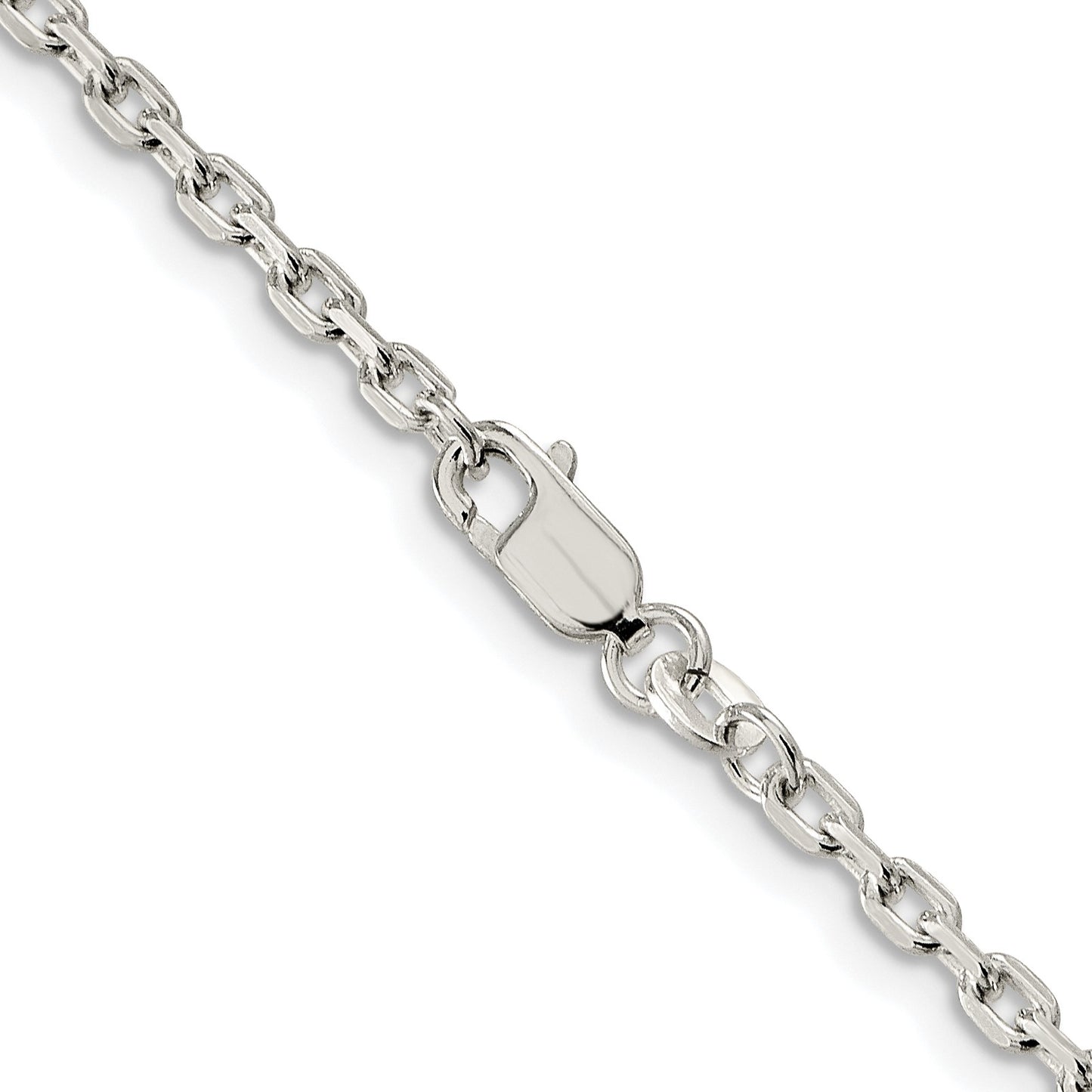 Sterling Silver Rhodium-plated 2.75mm Beveled Oval Cable Chain