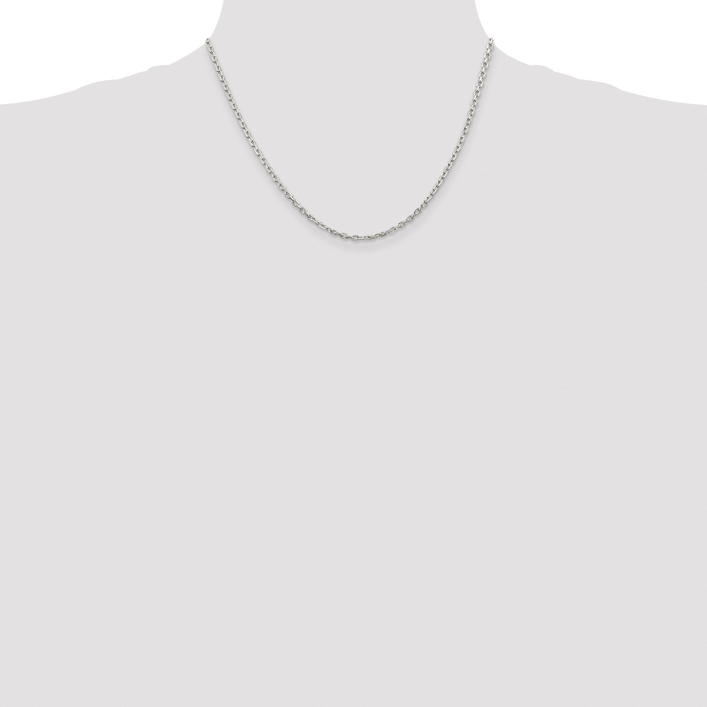 Sterling Silver Rhodium-plated 2.75mm Beveled Oval Cable Chain