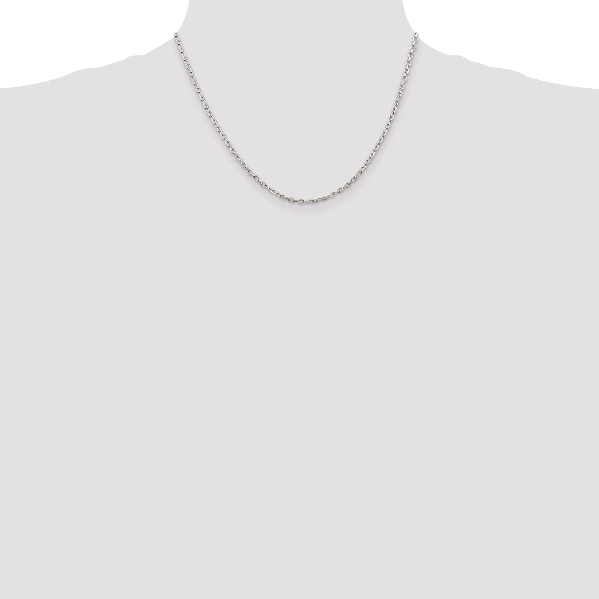 Sterling Silver Rhodium-plated 2.75mm Beveled Oval Cable Chain