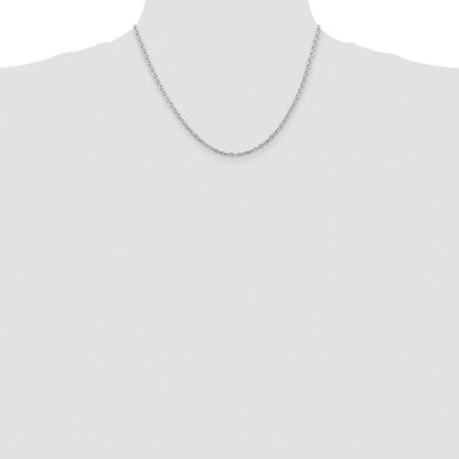 Sterling Silver Rhodium-plated 2.75mm Beveled Oval Cable Chain