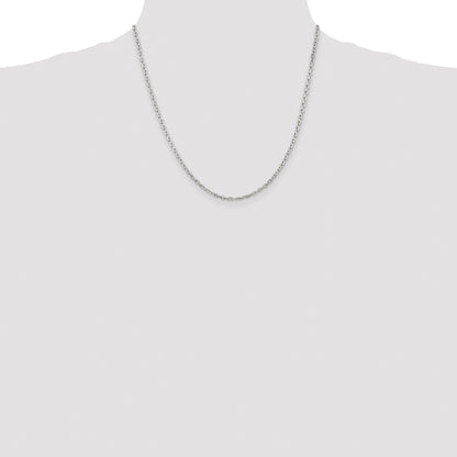 Sterling Silver Rhodium-plated 2.75mm Beveled Oval Cable Chain