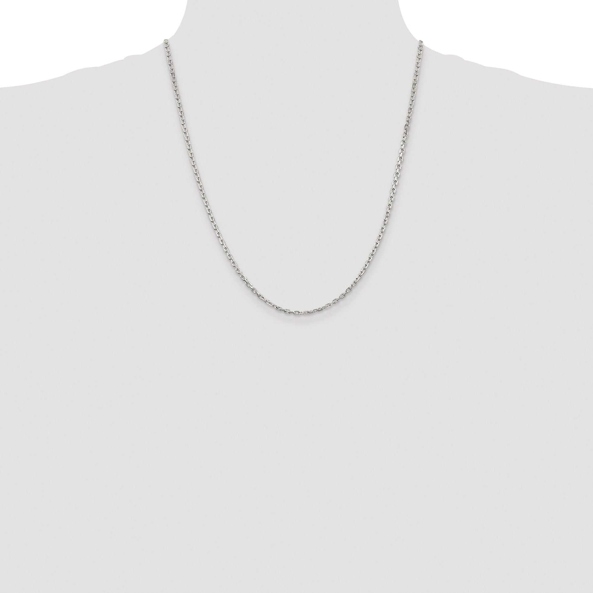 Sterling Silver Rhodium-plated 2.75mm Beveled Oval Cable Chain