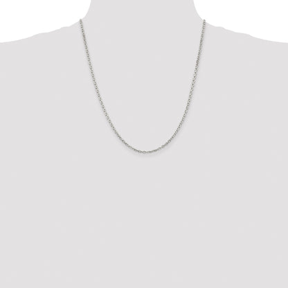 Sterling Silver Rhodium-plated 2.75mm Beveled Oval Cable Chain