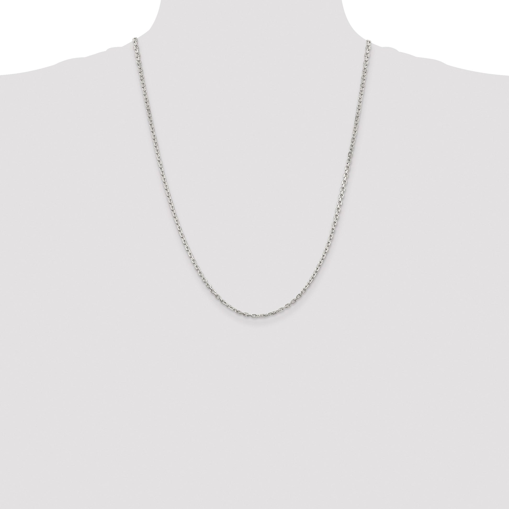 Sterling Silver Rhodium-plated 2.75mm Beveled Oval Cable Chain