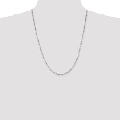 Sterling Silver Rhodium-plated 2.75mm Beveled Oval Cable Chain