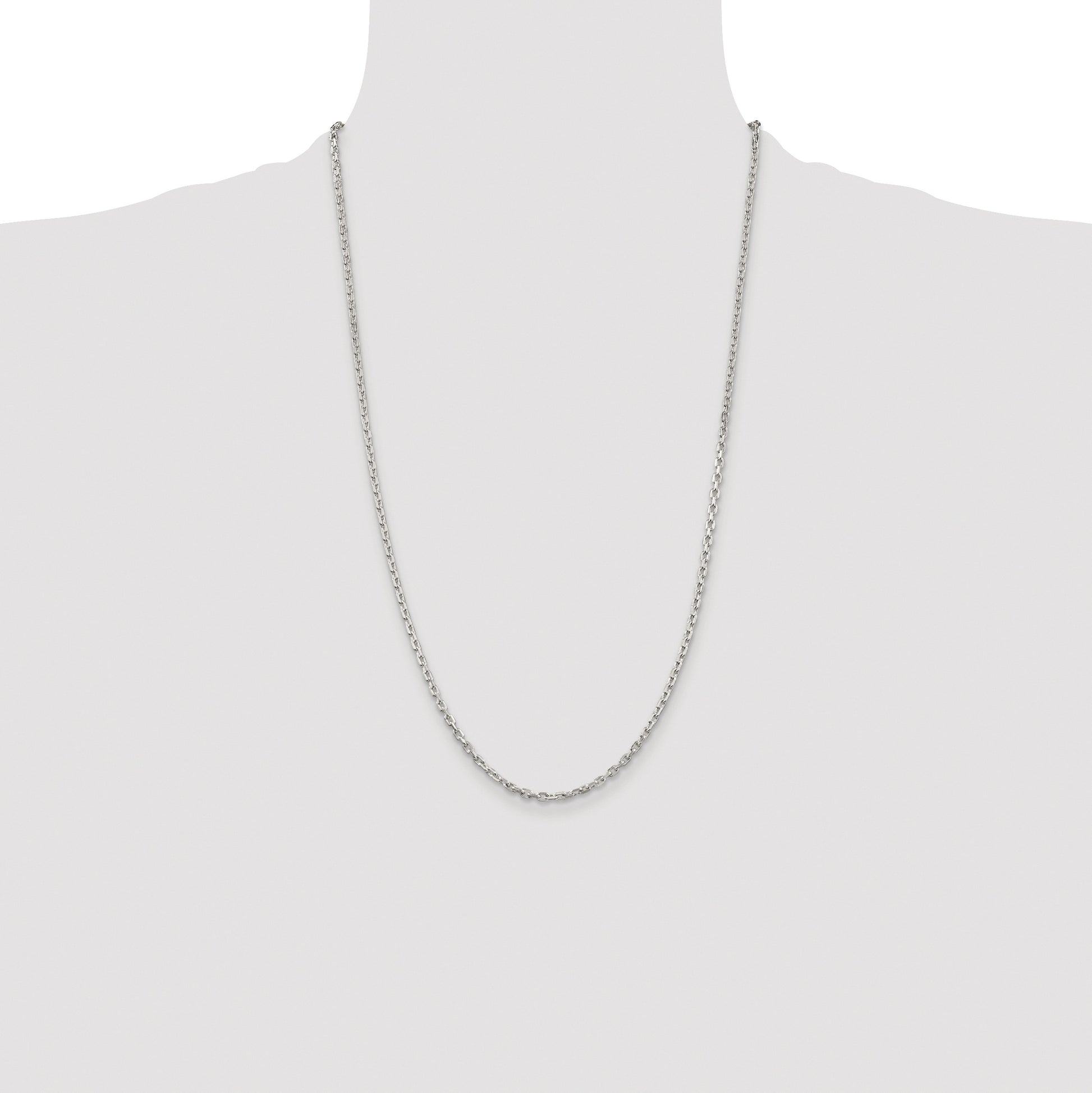 Sterling Silver Rhodium-plated 2.75mm Beveled Oval Cable Chain