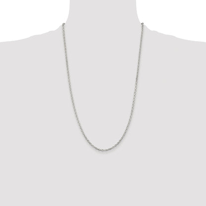 Sterling Silver Rhodium-plated 2.75mm Beveled Oval Cable Chain