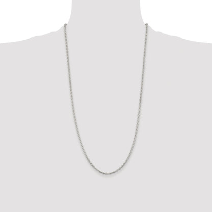 Sterling Silver Rhodium-plated 2.75mm Beveled Oval Cable Chain
