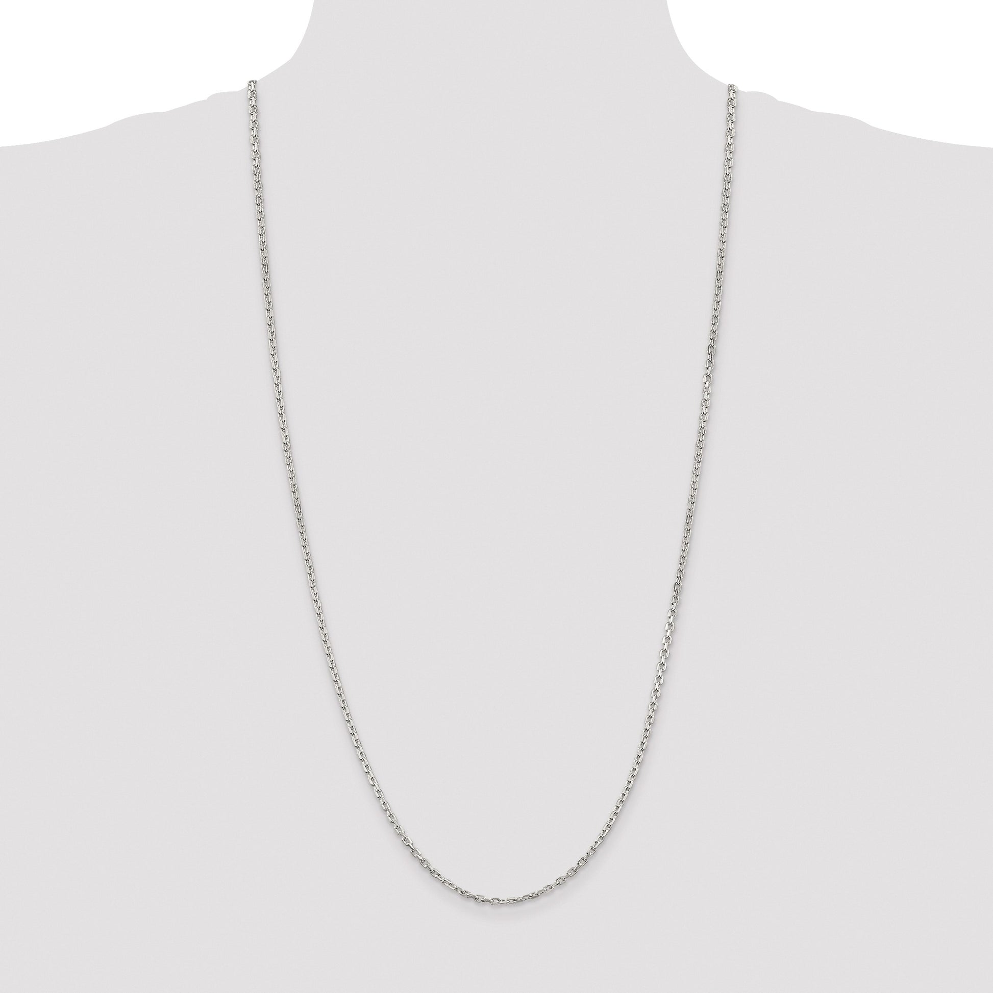 Sterling Silver Rhodium-plated 2.75mm Beveled Oval Cable Chain