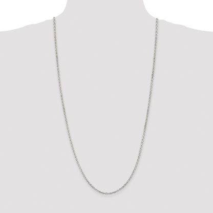 Sterling Silver Rhodium-plated 2.75mm Beveled Oval Cable Chain