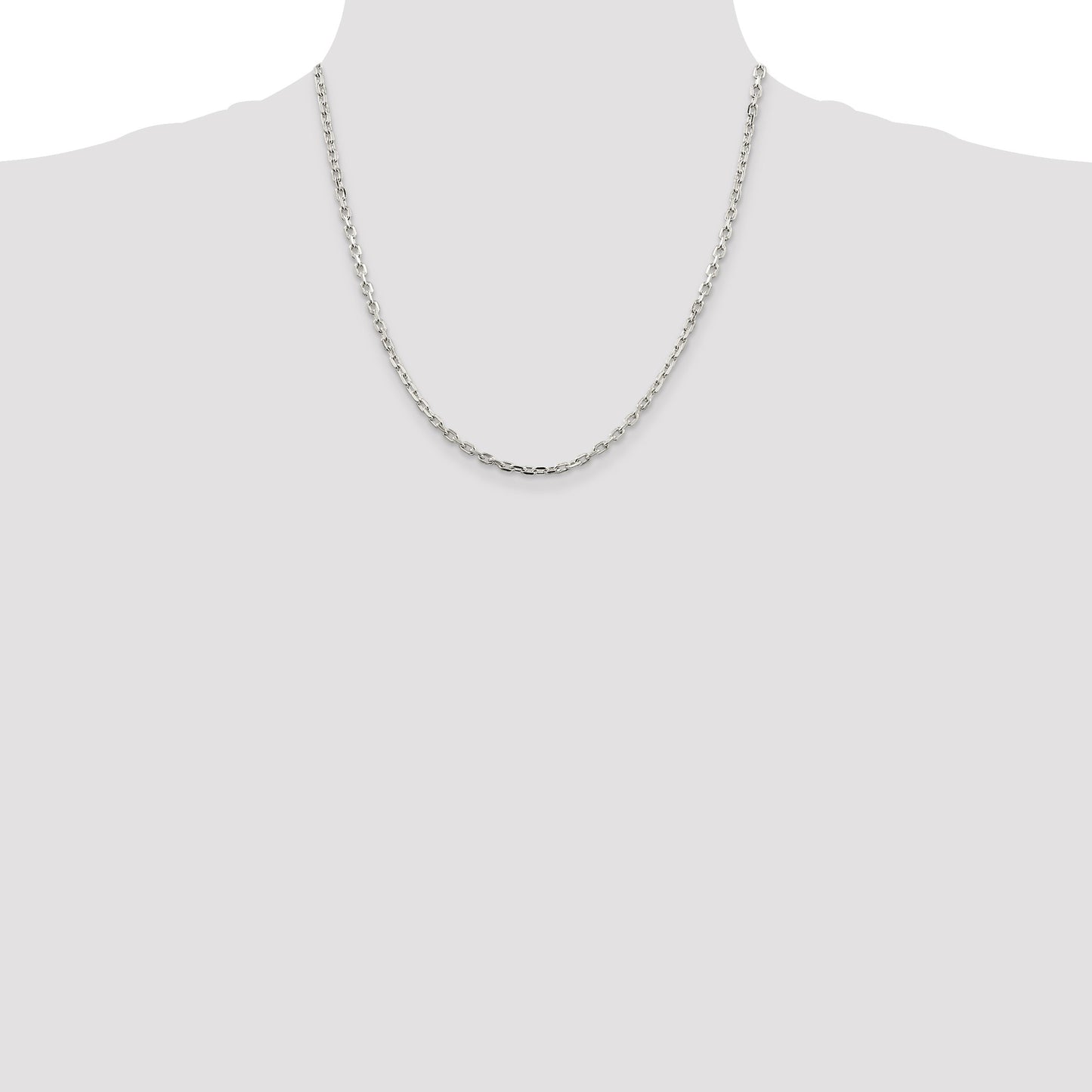 Sterling Silver 3.25mm Beveled Oval Cable Chain