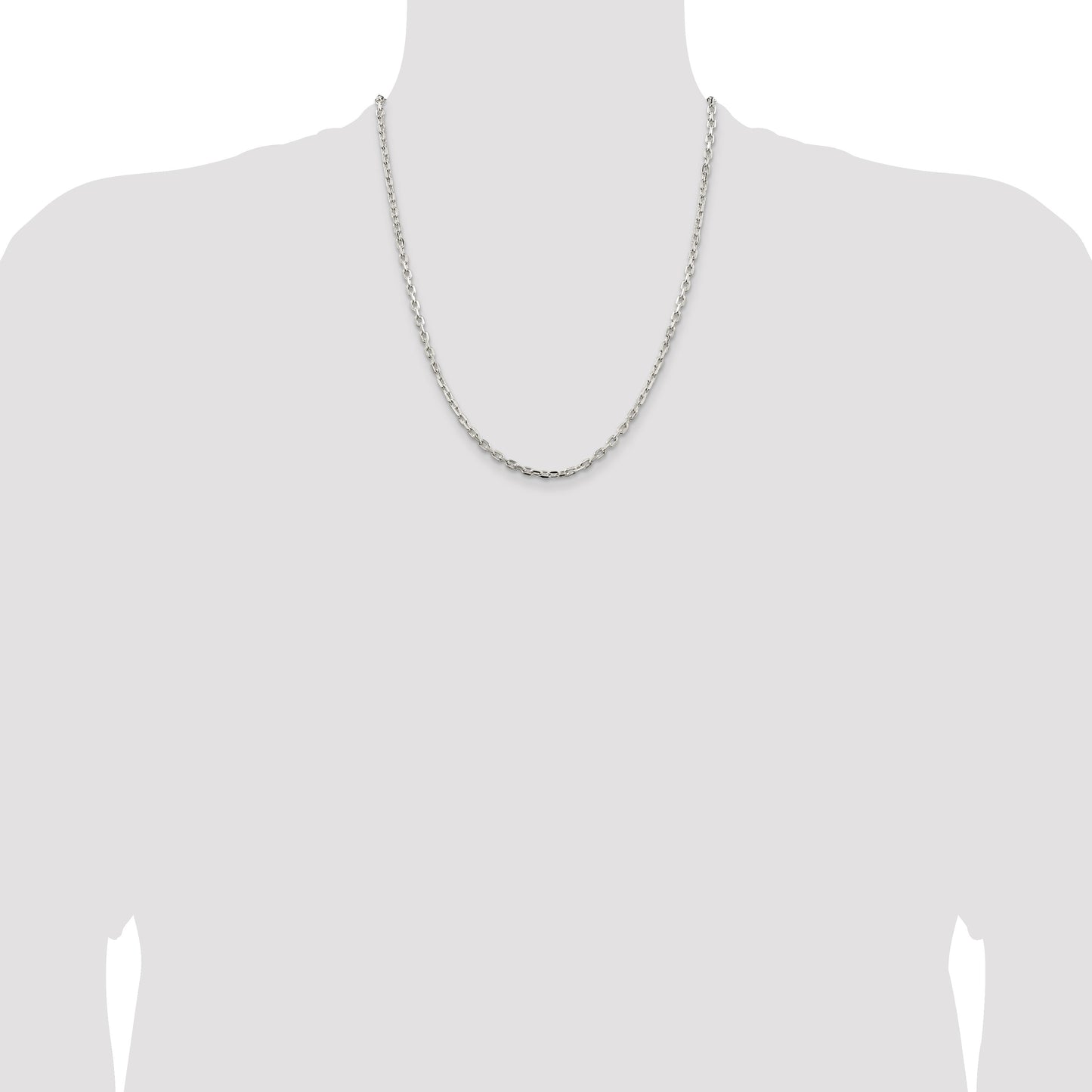 Sterling Silver 3.25mm Beveled Oval Cable Chain