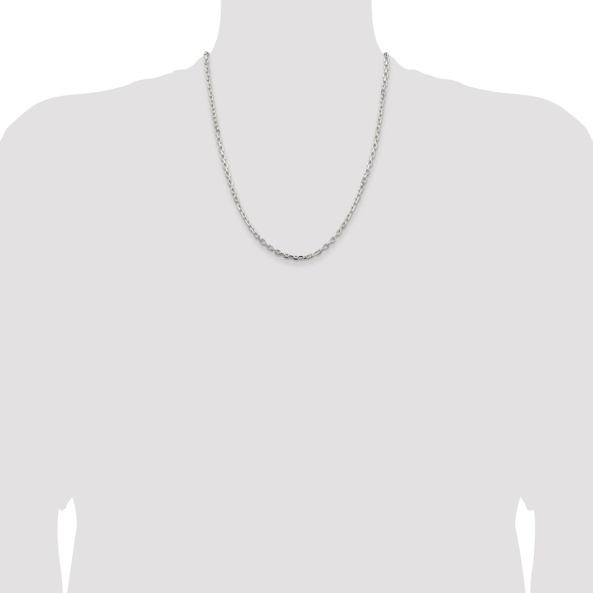 Sterling Silver 3.25mm Beveled Oval Cable Chain