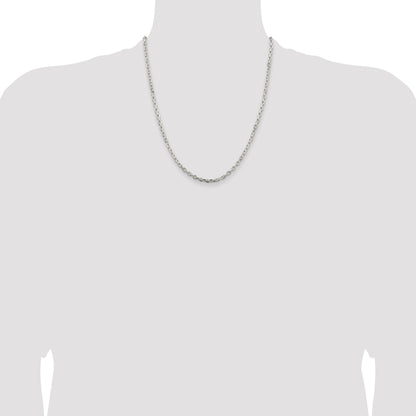 Sterling Silver 3.25mm Beveled Oval Cable Chain