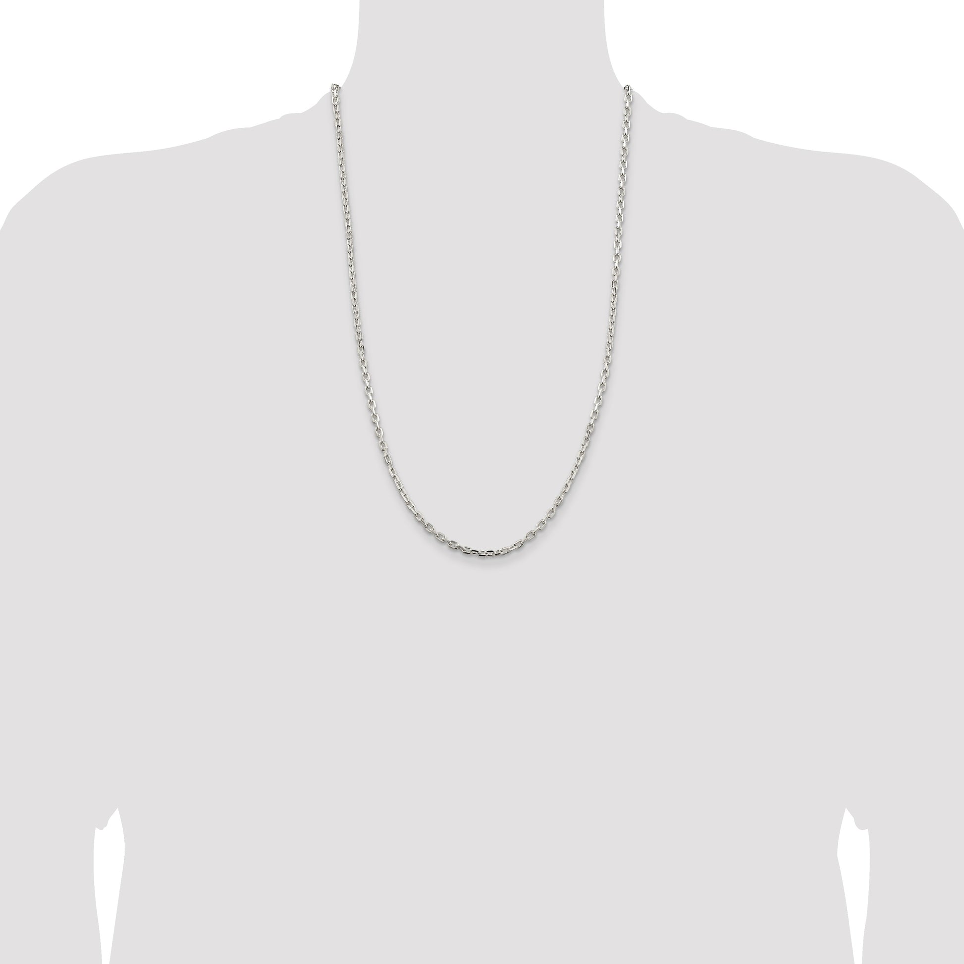 Sterling Silver 3.25mm Beveled Oval Cable Chain