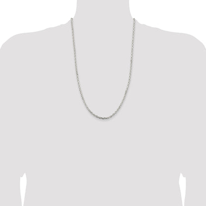 Sterling Silver 3.25mm Beveled Oval Cable Chain