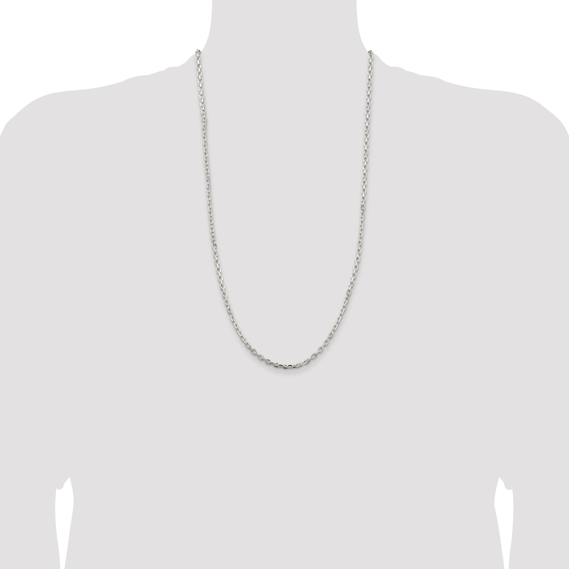Sterling Silver 3.25mm Beveled Oval Cable Chain