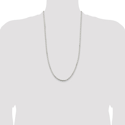Sterling Silver 3.25mm Beveled Oval Cable Chain