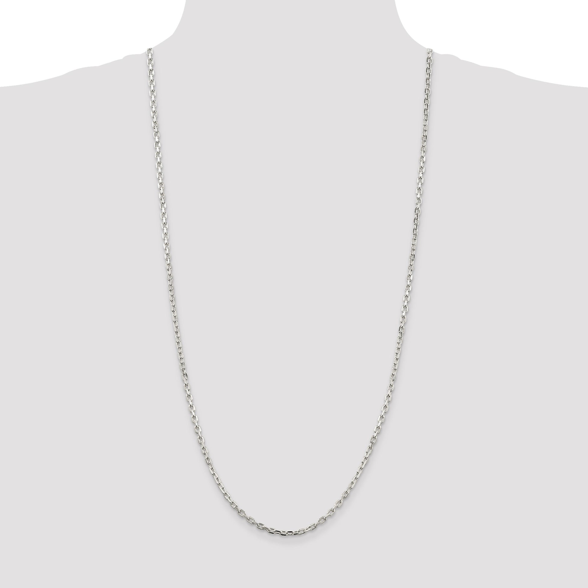 Sterling Silver 3.25mm Beveled Oval Cable Chain